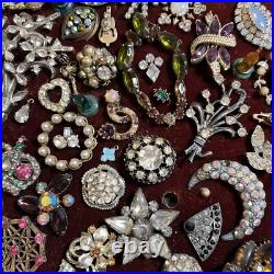 Large Framed VTG Christmas Tree Rhinestone Costume Jewelry Art MCM Lighted READ