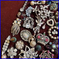 Large Framed VTG Christmas Tree Rhinestone Costume Jewelry Art MCM Lighted READ