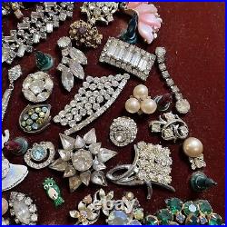 Large Framed VTG Christmas Tree Rhinestone Costume Jewelry Art MCM Lighted READ