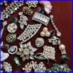 Large Framed VTG Christmas Tree Rhinestone Costume Jewelry Art MCM Lighted READ