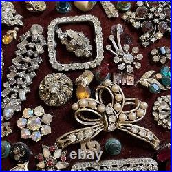 Large Framed VTG Christmas Tree Rhinestone Costume Jewelry Art MCM Lighted READ