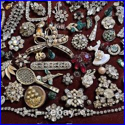 Large Framed VTG Christmas Tree Rhinestone Costume Jewelry Art MCM Lighted READ