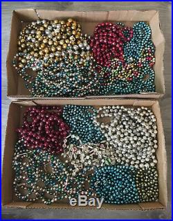 Large Lot Of Miscellaneous Vintage Mercury Glass Beaded Christmas Tree Garlands