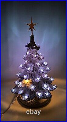 Large Vintage 15 Ceramic White Christmas Tree With Blue Birds