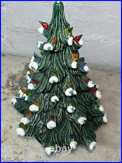 Large Vintage 1970s Ceramic Snow Christmas Tree Flocked Nowell Mold 17 RARE