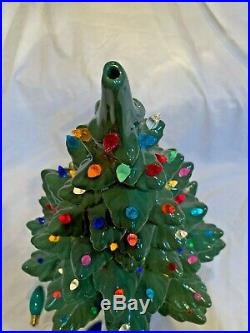 Large Vintage 22 tall by 16 wide Ceramic 3 Piece Lighted Christmas Tree
