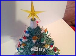 Large Vintage Ceramic Christmas Tree Multi Colored Lights Electric 19 with base