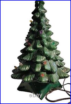 Large Vintage Ceramic Christmas Tree With Base 18 Works Tested