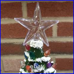 Large Vintage Ceramic Peg Lighted Christmas Tree W Star and Snow