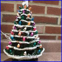 Large Vintage Ceramic Peg Lighted Christmas Tree W Star and Snow