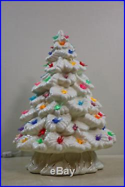 Large Vintage Lighted 2 Piece Nowell's Mold White Ceramic Christmas Tree 17.5