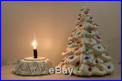 Large Vintage Lighted 2 Piece Nowell's Mold White Ceramic Christmas Tree 17.5