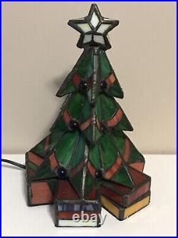 Lead Glass CHRISTMAS TREE TIFFANY STYLE STAINED GLASS MEYDA VINTAGE