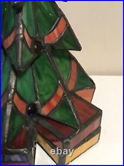 Lead Glass CHRISTMAS TREE TIFFANY STYLE STAINED GLASS MEYDA VINTAGE