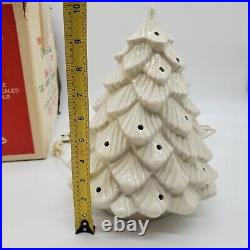 Lenape Products Vintage White Ceramic Tabletop Christmas Tree Multicolor Lights
