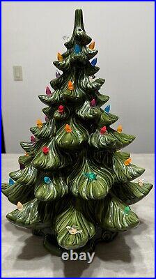 Lg. Ceramic Christmas Tree Vintage Lights 20in Atlantic Mold Co Missing Star