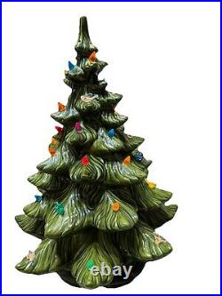 Lg. Ceramic Christmas Tree Vintage Lights 20in Atlantic Mold Co Missing Star