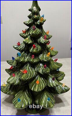 Lg. Ceramic Christmas Tree Vintage Lights 20in Atlantic Mold Co Missing Star