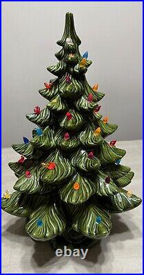 Lg. Ceramic Christmas Tree Vintage Lights 20in Atlantic Mold Co Missing Star