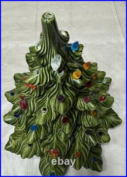 Lg. Ceramic Christmas Tree Vintage Lights 20in Atlantic Mold Co Missing Star