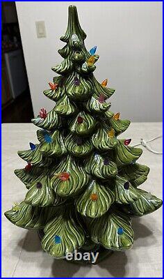 Lg. Ceramic Christmas Tree Vintage Lights 20in Atlantic Mold Co Missing Star