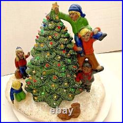 Light Up Ceramic Christmas Tree with Children Decorating Hershey Mold 80s Vtg