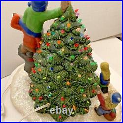 Light Up Ceramic Christmas Tree with Children Decorating Hershey Mold 80s Vtg