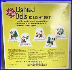 Lighted Bells Frosted GE Christmas Tree Bulbs 10 NIB Work Vtg Mid Century