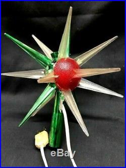 Lighted Bradford vintage Star of Bethlehem Christmas tree topper withgreen stem
