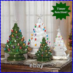 Lighted Nostalgic Ceramic Christmas Tree with Timer Vintage Holiday Tabletop Decor