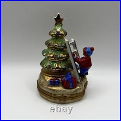 Limoges Christmas Tree Trinket Box Chamart Peint Main France Vintage Video