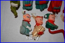 Lot 12 Vintage KNEE HUGGER Elves Elf PIXIE Japan CHRISTMAS Tree Ornaments Santa