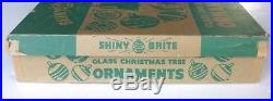 Lot 12 Vtg Shiny Brite Christmas Tree Ornaments Lantern Top UFO Shapes Mica Box