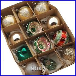 Lot (12) antique vintage Czech blown glass small Christmas tree ornaments