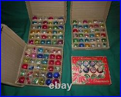 Lot 120 VTG Mercury Glass Feather Tree INDENT/BALLS Christmas Ornament Japan IOB