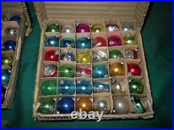 Lot 120 VTG Mercury Glass Feather Tree INDENT/BALLS Christmas Ornament Japan IOB