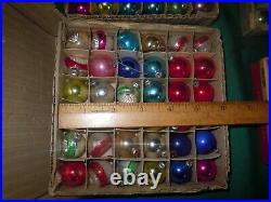 Lot 120 VTG Mercury Glass Feather Tree INDENT/BALLS Christmas Ornament Japan IOB