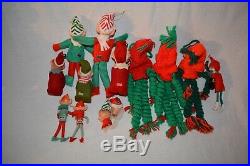 Lot 13 Vintage KNEE HUGGER Elves Elf PIXIE Japan CHRISTMAS Tree Ornaments Santa