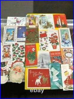 Lot 150+ Plus Vintage Christmas Cards Santa Holiday Cute Tree Candle 1940- 60's