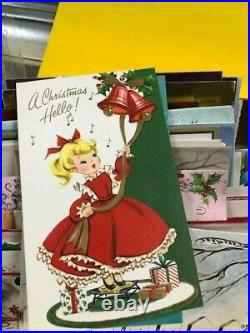 Lot 150+ Plus Vintage Christmas Cards Santa Holiday Cute Tree Candle 1940- 60's