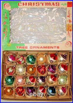 Lot 24 Vintage Glass Pictured DROP BALL Feather Tree Christmas Ornaments Poland