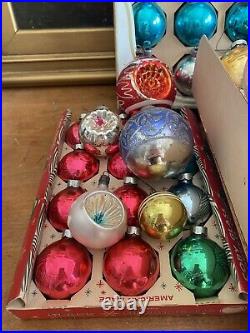 Lot MERCURY GLASS Christmas ORNAMENTS + Vintage Plastic, Total 140+PCS (5) Boxes