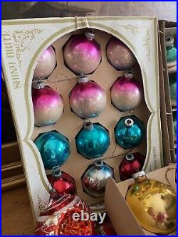 Lot MERCURY GLASS Christmas ORNAMENTS + Vintage Plastic, Total 140+PCS (5) Boxes