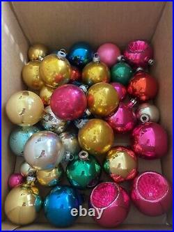 Lot MERCURY GLASS Christmas ORNAMENTS + Vintage Plastic, Total 140+PCS (5) Boxes