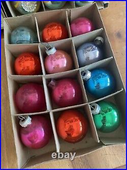 Lot MERCURY GLASS Christmas ORNAMENTS + Vintage Plastic, Total 140+PCS (5) Boxes