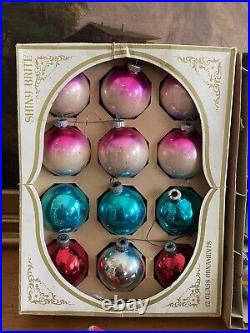 Lot MERCURY GLASS Christmas ORNAMENTS + Vintage Plastic, Total 140+PCS (5) Boxes