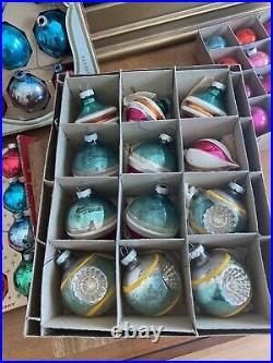 Lot MERCURY GLASS Christmas ORNAMENTS + Vintage Plastic, Total 140+PCS (5) Boxes