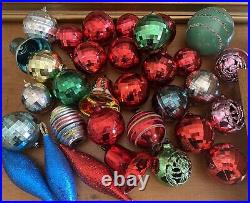 Lot MERCURY GLASS Christmas ORNAMENTS + Vintage Plastic, Total 140+PCS (5) Boxes