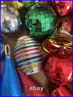 Lot MERCURY GLASS Christmas ORNAMENTS + Vintage Plastic, Total 140+PCS (5) Boxes