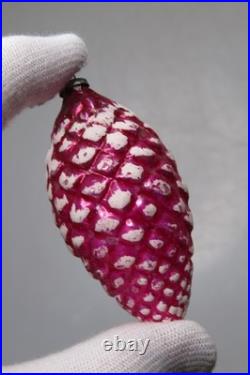 Lot Vintage Blown Glass SNOW Embossed PINECONE Christmas Ornaments Japan